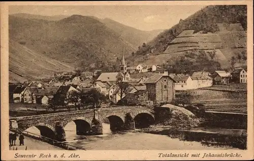 Ak Rech an der Ahr, Blick zum Ort, Johannisbrücke