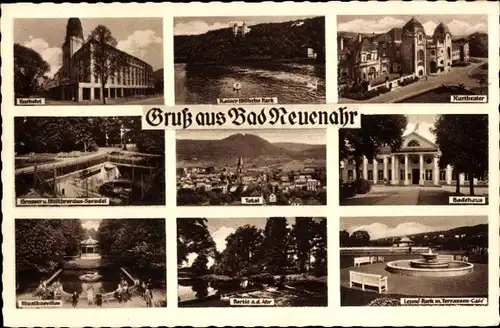 Ak Bad Neuenahr, Kurhotel, Theater, Badehaus, Musikpavillon, Sprudel