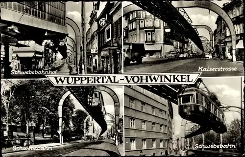 Ak Vohwinkel Wuppertal, Schwebebahnhof, Kaiserstraße, Schwebebahn