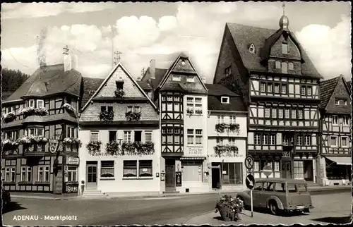Ak Adenau in der Eifel, Marktplatz, Restaurant Neubusch, Frisör, Hotel, Fachwerkhäuser