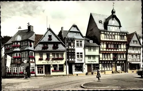 Ak Adenau Eifel, Am Marktplatz, Friseur, Café, Geschäft Fritz Habig