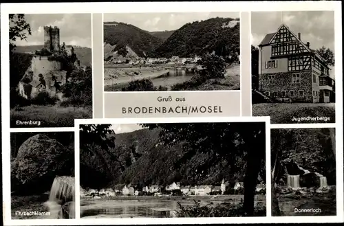 Ak Brodenbach an der Mosel, Ehrenburg, Jugendherberge, Donnerloch, Ehrbachklamm
