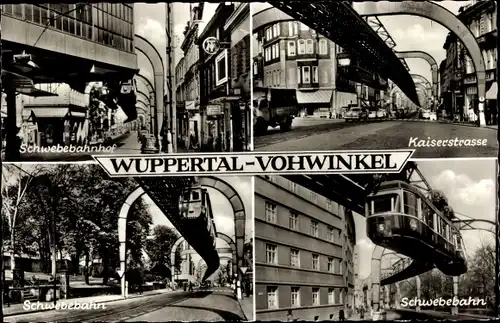 Ak Vohwinkel Wuppertal, Schwebebahnhof, Kaiserstraße, Schwebebahn