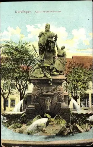 Ak Uerdingen Krefeld am Niederrhein, Kaiser Friedrich Brunnen