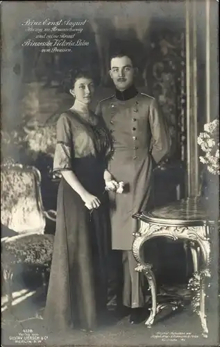 Ak Herzog Ernst August von Braunschweig, Prinzessin Victoria Luise von Preußen, Portrait