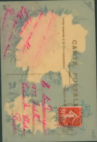 Zelluloid Ak Blumenstrauß, Veilchen, Margeriten, Kitsch