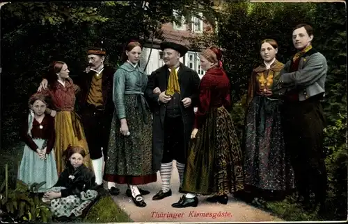 Ak Thüringer Kirmesgäste, Thüringer Tracht