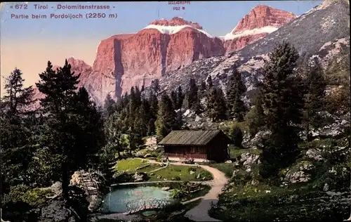 Ak Tirol in Österreich, Dolomitenstraße, Partie beim Pordoijoch