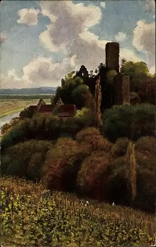 Künstler Ak Hoffmann, H., Heinsheim Bad Rappenau, Ruine Ehrenberg am Neckar