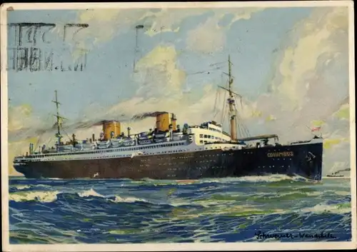 Künstler Ak Dampfschiff Columbus, Norddeutscher Lloyd Bremen