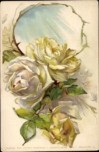 Litho Weiß-gelbe Rosen