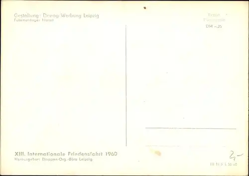 Ak XIII. Internationale Friedensfahrt 1960 Prag Warschau Berlin, Etappenort Leipzig, Radrennfahrer