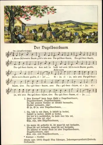 Lied Ak Vogel, Wilhelm, Der Vugelbeerbaam, Kann schönnern Baam gibt's, Landschaftsidylle