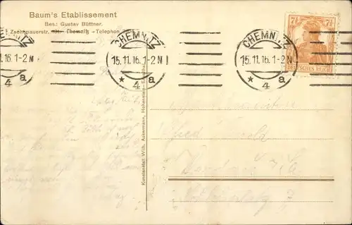 Ak Chemnitz, Baums Etablissement, Bes. Büttner