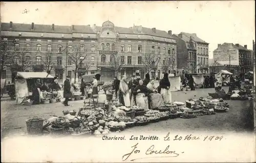 Ak Charleroi Wallonien Hennegau, Les Variétés, Marktleben