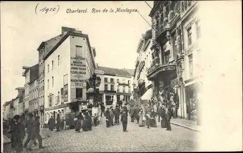 Ak Charleroi Wallonien Hennegau, Rue de la Montagne, Straßenpartie