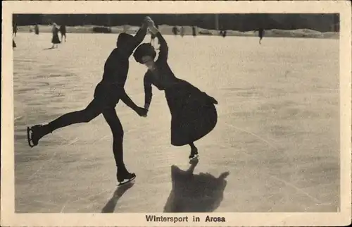 Ak Arosa Kanton Graubünden Schweiz, Wintersport, Eisläufer, Paarlauf