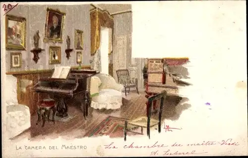 Künstler Litho Busseto Emilia Romagna, La Camera del Maestro, Komponist Giuseppe Verdi