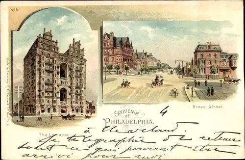 Litho Philadelphia Pennsylvania USA, The Lorraine, Broad Street