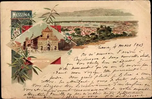 Litho Messina Sizilien, Panorama, Cattedrale