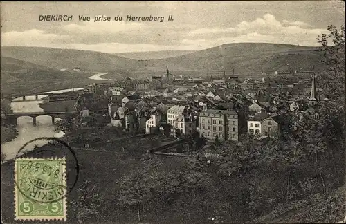 Ak Diekirch Luxemburg, Vue prise du Herrenberg II