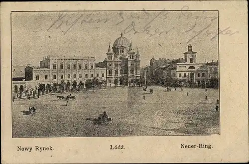 Ak Lodz Lodsch Polen, Nowy Rynek, Neuer Ring
