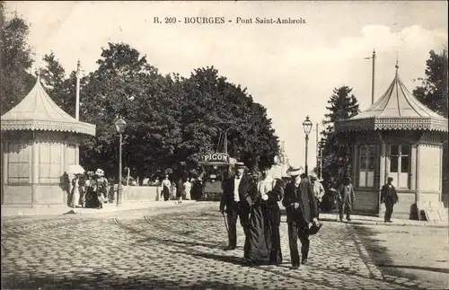 Ak Bourges Cher, Pont Saint Ambroix, Straßenbahn