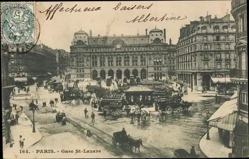 Ak Paris VIII, Gare St. Lazare, Straßenpartie