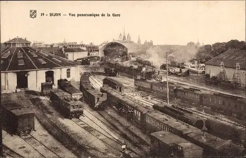 Ak Dijon Côte d'Or, Vue panoramique de la Gare