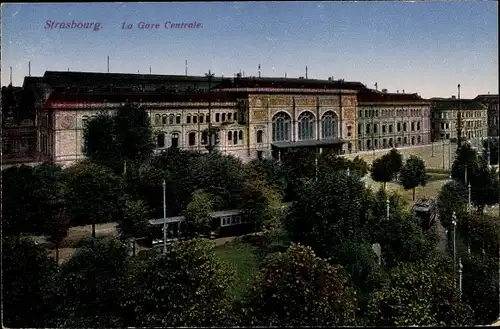 Ak Strasbourg Straßburg Elsass Bas Rhin, Hauptbahnhof