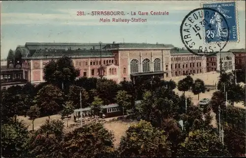 Ak Strasbourg Straßburg Elsass Bas Rhin, La Gare Centrale