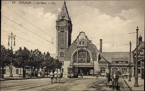 Ak Colmar Kolmar Elsass Haut Rhin, La Gare
