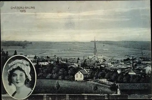 Ak Château Salins Lothringen Moselle, Totale, Frauenportrait