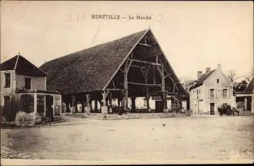 Ak Méréville Essonne, Le Marché