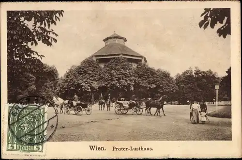 Ak Wien 2 Leopoldstadt, Prater Lusthaus, Kutsche