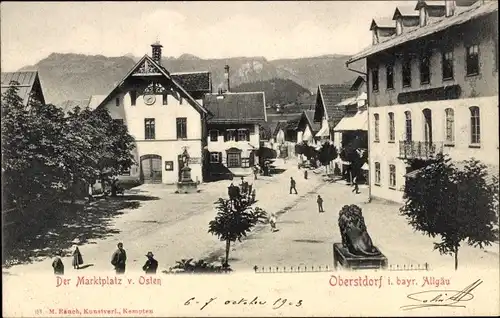 Ak Oberstdorf im Oberallgäu, Blick auf den Marktplatz von Osten