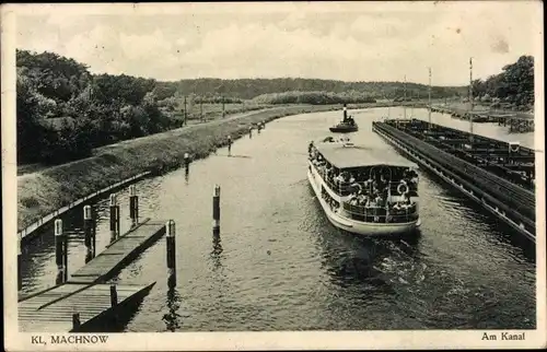 Ak Kleinmachnow in Brandenburg, Am Kanal, Schiff