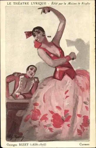 Künstler Ak Georges Bizet, Carmen, Le Théâtre Lyrique, Maison de Ricqles, Alcool de Menthe