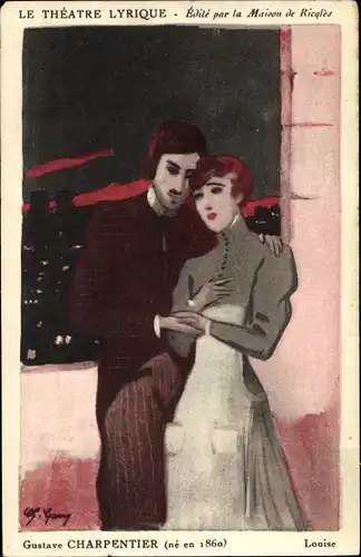 Künstler Ak Gustave Charpentier, Louise, Le Théâtre Lyrique, Maison de Ricqles, Alcool de Menthe