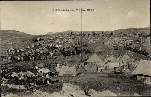 Ak Marokko, Campagne du Maroc 1925, Camp