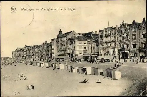 Ak Wenduine Wenduyne De Haan Westflandern, la Plage et la Digue