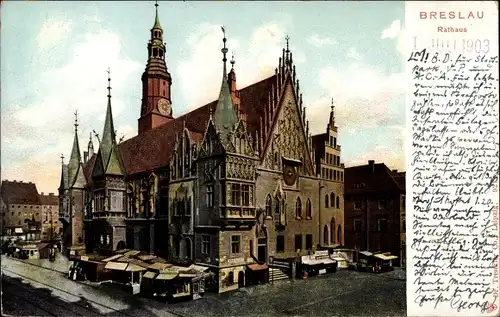 Ak Wrocław Breslau Schlesien, Rathaus