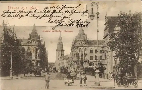 Ak Berlin Mitte, Kaiser-Wilhelm-Straße, Kutsche