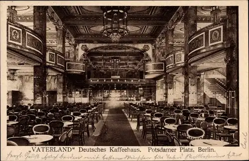 Ak Berlin Tiergarten, Deutsches Kaffeehaus Vaterland, Potsdamer Platz, Speisesaal