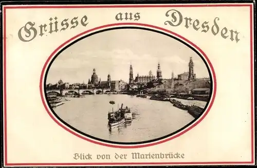 Ak Dresden Altstadt, Blick von der Marienbrücke