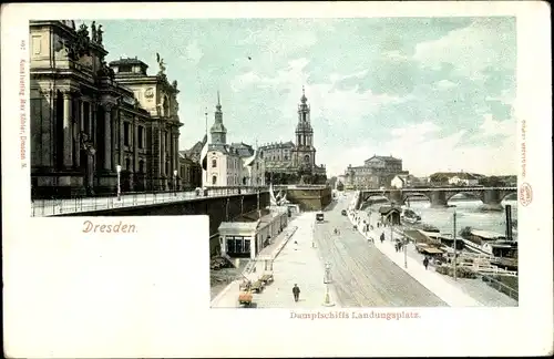 Ak Dresden Altstadt, Dampfschifflandungsplatz