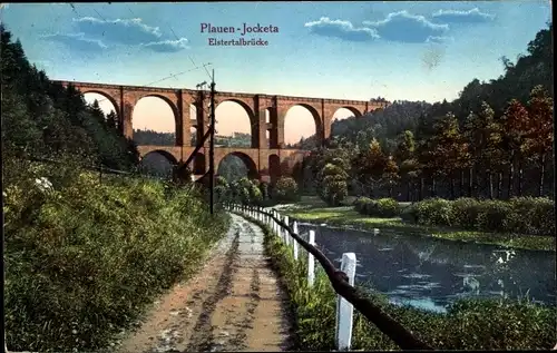 Ak Jocketa Pöhl im Vogtland, Elstertalbrücke