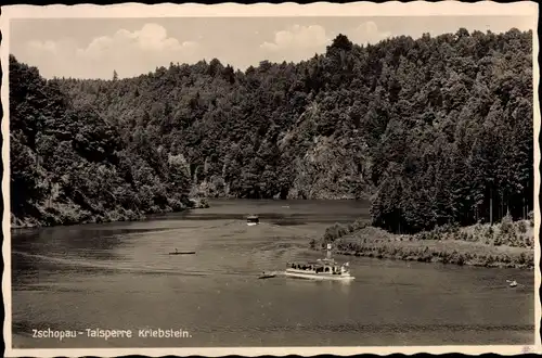 Ak Kriebstein Mittelsachsen, Zschopau Talsperre, Boot