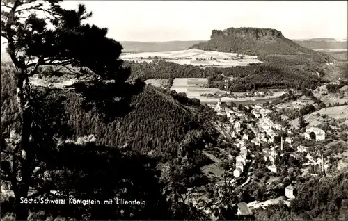 Ak Königstein an der Elbe Sächsische Schweiz, Lilienstein, Gesamtansicht