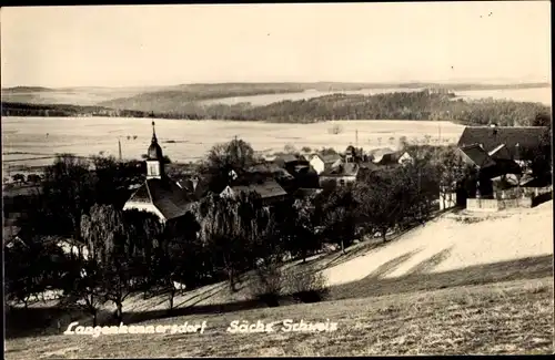 Ak Langenhennersdorf Bad Gottleuba in Sachsen, Kirche, Ortsansicht